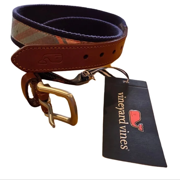 Vineyard Vines MADRAS PLAID CANVAS CLUB COLOR: CAYMAN PLAID 39 SIZE:L Belt New - Picture 9 of 9